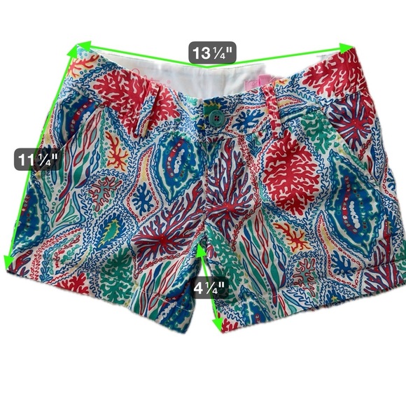 Lilly Pulitzer Callahan Shorts Let Minnow Coral Reef Print Size 00 NWT - Picture 9 of 12